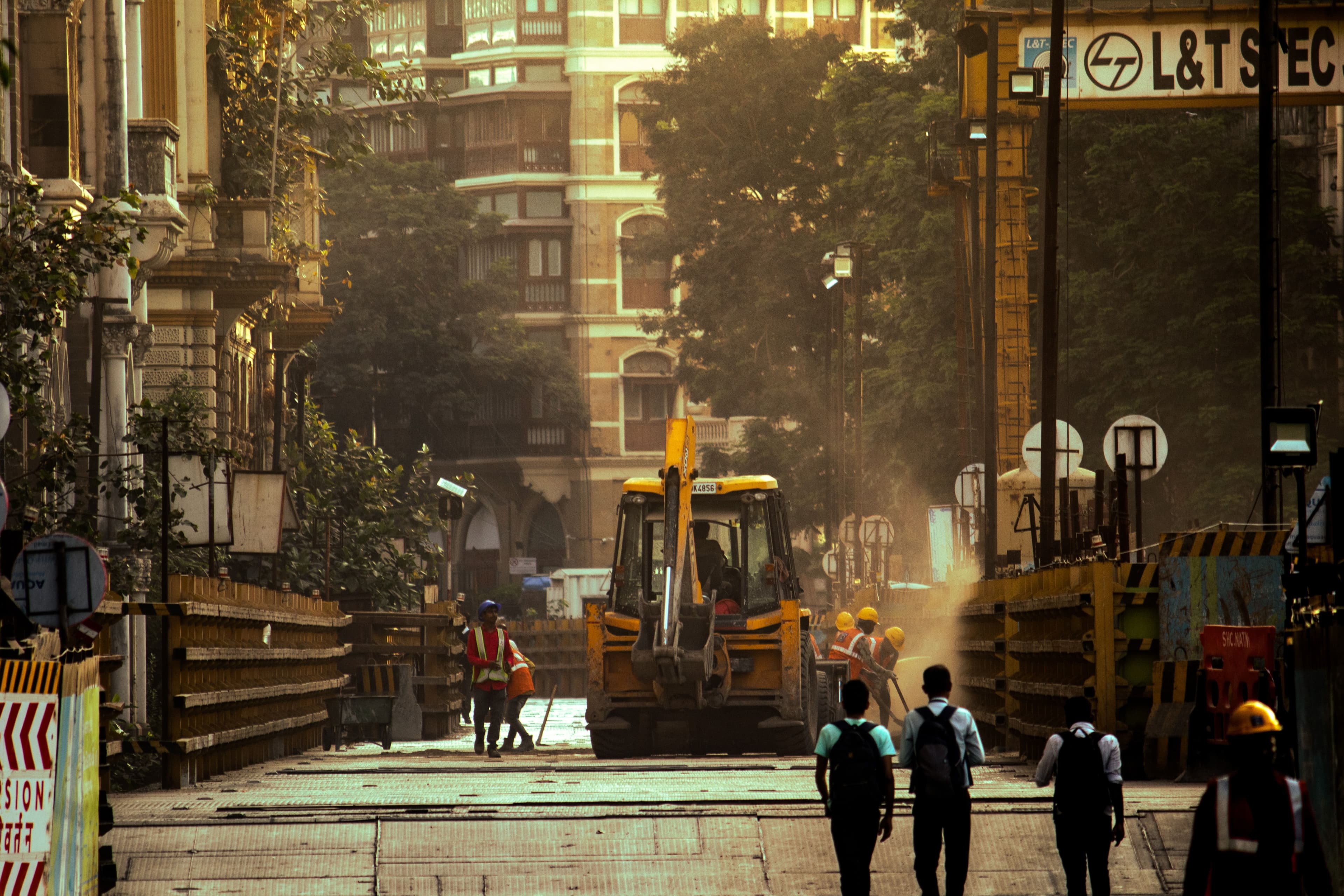 Skilled workforce on an active international construction project site